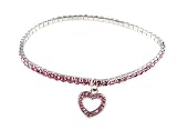 Anklet - A41 - Swarovski (tm) Crystal - Stretch ~ Rose with Heart Charm