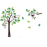 Cute Monkey Climbing on Beautiful Tree Monkey Wall Decal Nursery Wall Decal