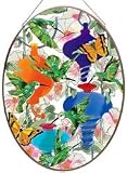 Hummingbird Feeders Metal-Framed Stained Glass Art Panel 14.25 W X 19.25 H Joan Baker Designs APM716