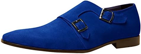 iTailor Men's Handmade Shoes : Blue Suede Leather Double Monk Strap ShoesUS 11.5