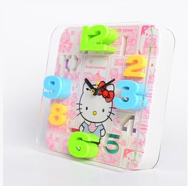 EleckBank Colorful Hourly Numbers Lovely Simple Design Desk or Wall Alarm Clock (hello kitty)