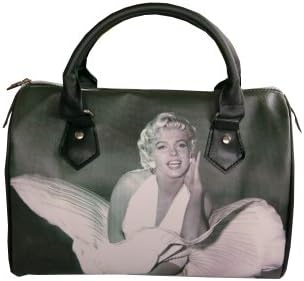 Marilyn Monroe Glamour Handbag Zipper Closure PVC 11"x10"x5" - Elegant Green Black & White -