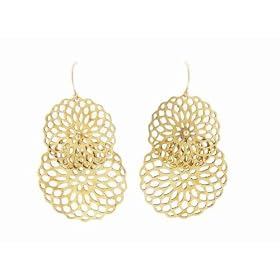 Large Double Lace Flower Earrings in Brass by Jane Hollinger