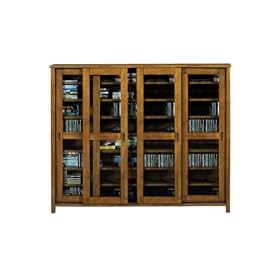 Mission Sliding Four door Multicolormedia Cabinet Glass Doors, 4-DOOR GLASS, HONEY by Home Decorators Collection
