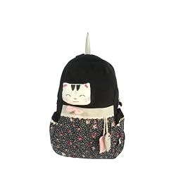 [Smile Cat] 100% Cotton Fabric Art School Backpack / Outdoor Backpack
