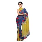 Petal Yellow Georgette Printed Saree
