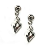 Image of Hultquist Silver Plated Heart and Swarovski Crystals Drop Earrings