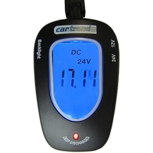 Cartrend 80127 Batterie Tester 12 Volt / 24 Volt, mit LCD Anzeige blau beleuchtet
