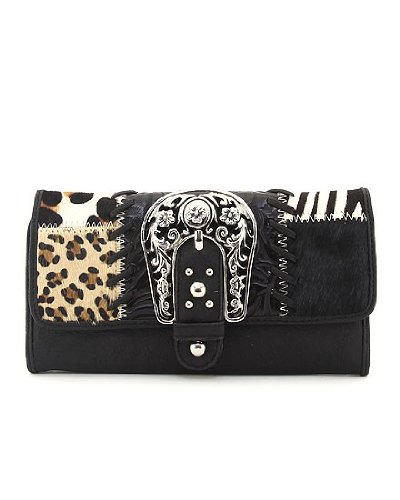 Best Price Genuine Leather Western Buckle Womens Clutch Wallet