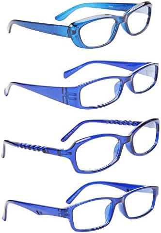 4 Pack 50 mm Men Women Computer Reading Glasses (Blue)