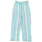 Tru Fit Green Stripe Fleece Lounge Pants for Women