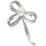 Clover Rhinestone Encrusted Faux Pearl Flower Pin Brooch