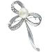 Clover Rhinestone Encrusted Faux Pearl Flower Pin Brooch