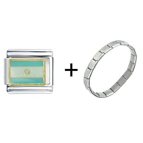 Flag Of Argentina Italian Charm Bracelet