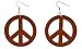LargePeace Sign Earrings - Round Coconut 2 Inch Diameter - Light Brown