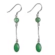 EXP Sterling Silver Jade Circle & Oval Dangle Earrings