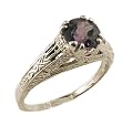Vintage Style Sterling Silver Filigree Amethyst Ring