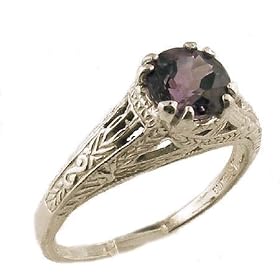 Vintage Style Sterling Silver Filigree Amethyst Ring by Janeliunas Jewelry