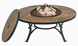 Deeco CP DM643610-IC Arizona Sands Fire Pit Table with Cast Iron Fire Bowl, Spark Guard Screen