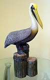 Coastal Nautical Decor Resin Pelican on Pier Piling