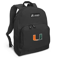 University of Miami Backpack Black UM Logo for Travel or School Bags - BEST QUALITY Unique Gifts For Boys, Girls, Adults, College Students, Men or Ladies