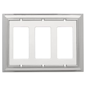 Liberty Hardware 126423 Architectural Triple Decorator Wall Plate, Polished Chrome and White