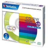 三菱化学メディア｜三菱化学メディア CD-RW 700MB PCデータ用 12倍速 5枚スリムケース入り カラーミックス SW80EM5V1