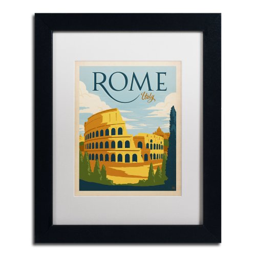 Trademark Fine Art Rome Italy Canvas Artwork by Anderson Design Group, 11 by 14-Inch, White Matte with Black Frame