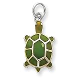 Sterling Silver Green Enameled Turtle Pendant