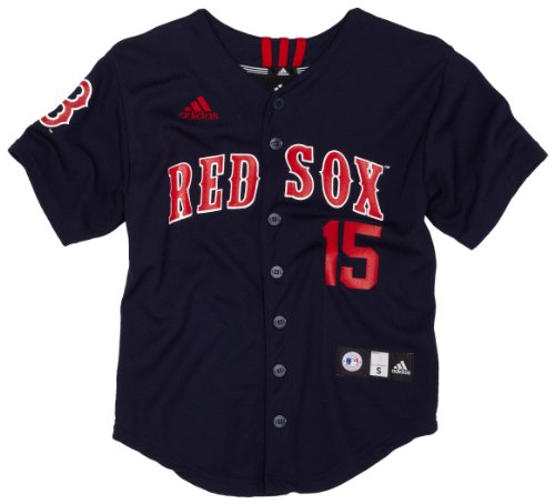 MLB Boys' Boston Red Sox Dustin Pedroia Screen Print Baseball Jersey, Dark Navy, Medium