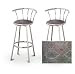 2 Native American Southwest Tapestry Themed Specialty / Custom Chrome Barstools with Backrest Set