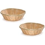 NEW, 8-Inch Round Woven Bread Roll Baskets, Food Serving Baskets, Basket, Restaurant Quality, Polypropylene Material - Set of 2