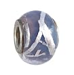 Pandora Style Charm Bead (Z372) - Glass (14mm x 10mm) (fits Troll too) ~ Purple with Silver Foil