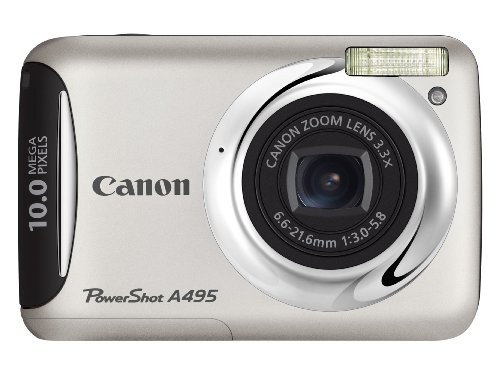 Canon PowerShot A495 Digitalkamera (10 Megapixel, 3-fach opt. Zoom, 6,2 cm (2.5 Zoll) Display) silber