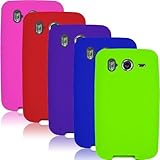 HTC INSPIRE 4G - FIVE (5) SOFT SILICONE SKIN CASE COMBO (HOT PINK, RED, PUR ....