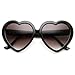 Large Oversized Womens Heart Shaped Sunglasses Cute Love Fashion Eyewear (Black)