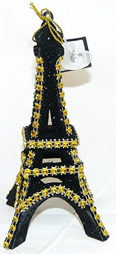 Black & Gold Glitter Eiffel Tower Ornament