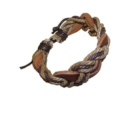 HAWAIIAN SURFER STYLE LEATHER and HEMP ADJ. BRACELET