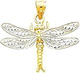 14K Two Tone Gold Dragonfly Pendant