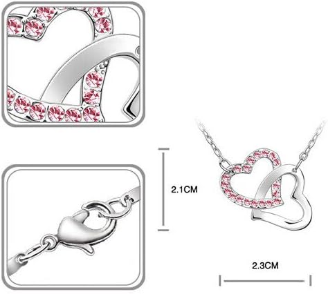 Sharefashion Woman Austrian Crystal Jewelry Set Heart to Heart (Rose)