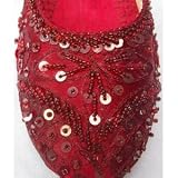 Girl Woman Size 6, Maroon Hand Made, Princess Jasmine Halloween Costume Slippers Shoes, 9 Inches