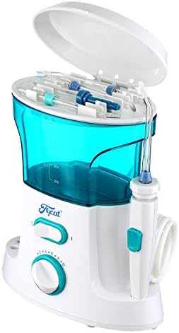 Oral Irrigator, Power Floss Dental Water Jet with 7 Nozzles and 10 Pressure Setting Water Jet for Quick and Easy Dental Health& Hygiene (lake Blue)