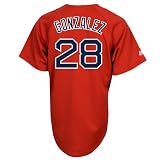 MLB Men's Boston Red Sox Adrian Gonzalez Scarlet Alternate Short Sleeve 6 Button Synthetic Replica Baseball Jersey Spring 2012  (Scarlet, Large)