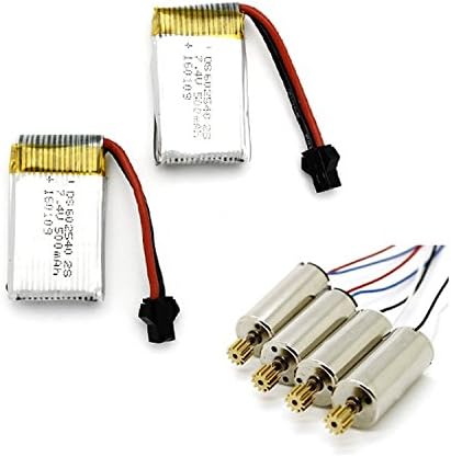 LANDVO® 2 Pack 7.4V 500mAh Li-Po Battery + CW/CCW Motors ( 2 Set/4pcs) for JJRC H8C H8D DFD F182 F183 RC Quadcopter Drone Spare Part