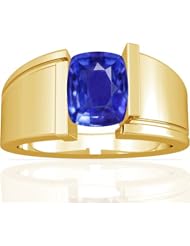 18K Yellow Gold Cushion Cut Blue Sapphire Solitaire Ring