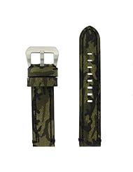 20mm XL Leather Watch Band Camouflage Military Green Extra Heavy Buckle