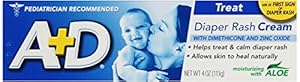 A+D Diaper Rash Cream, Dimethicone Zinc Oxide Cream, 4 oz (113 g) (Pack of 4)