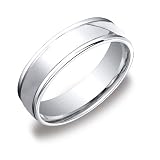 10k White Gold 6mm Comfort Fit Round Edge Mens Wedding Band w  High Polish