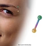 Multi Color Straight Barbell Titanium Eyebrow Ring (14 Gauge)