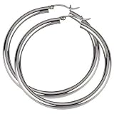 Schmuck Pur 925/  Silber Ohrringe Creolen 50 mm / 4 mm Creole